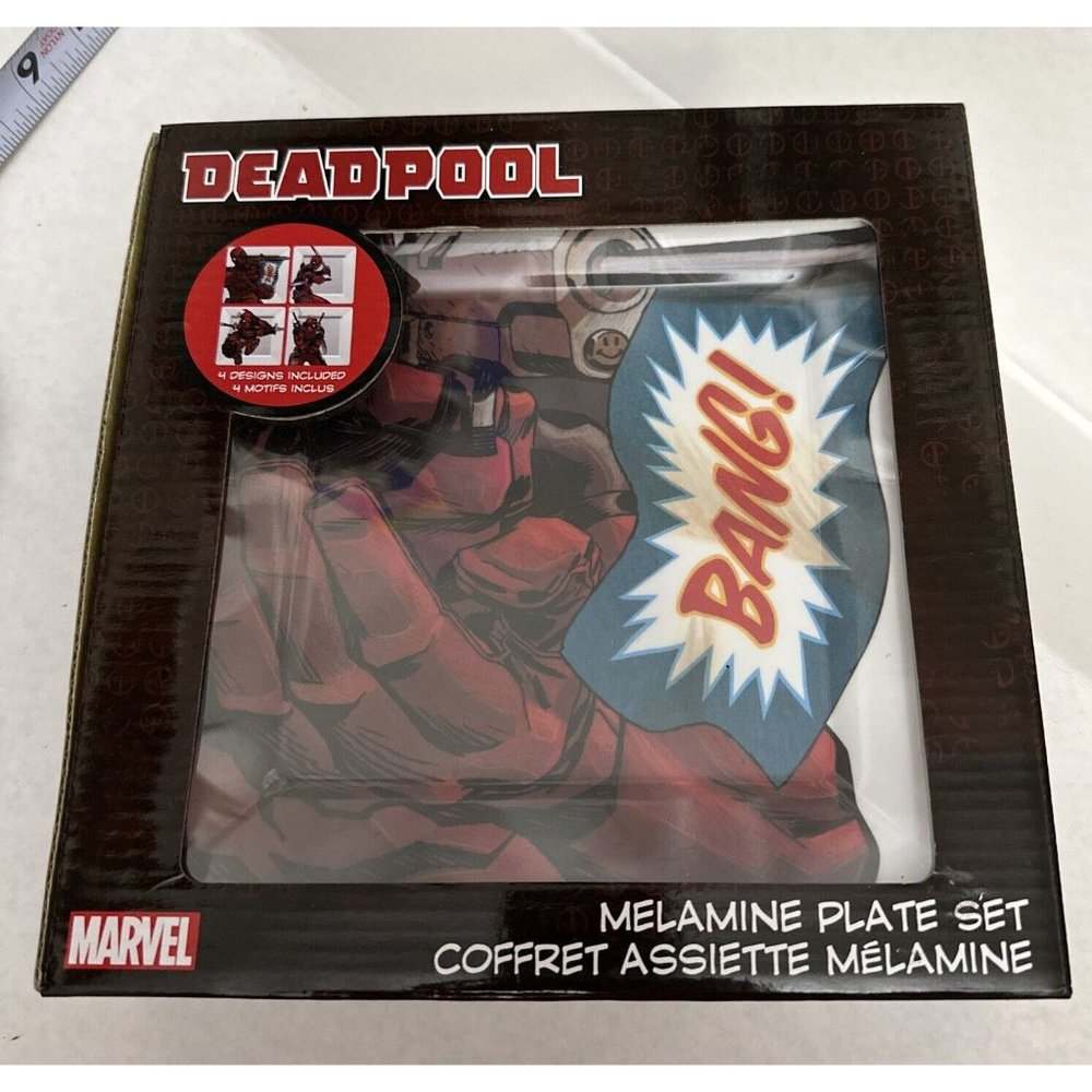 Deadpool Action Pose 4-Pack Plastic Plate Set White NEW‎